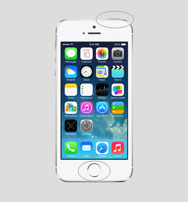 hacer captura pantalla en iphone 5s