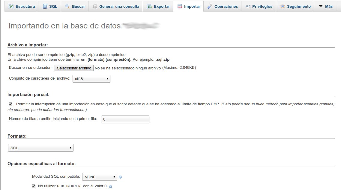 importar formato sql de mysql en phpmyadmin