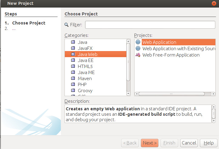 crear proyecto web netbeans