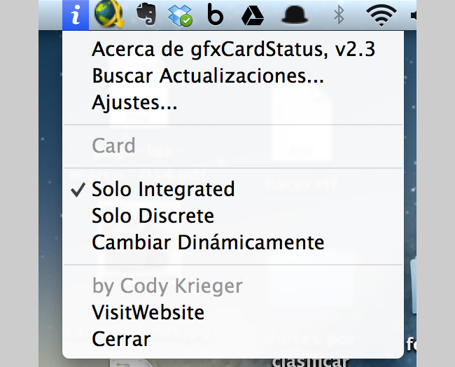 seleccionar tarjeta grafica en mac