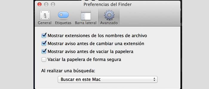 mostrar extensiones archivos mac finder