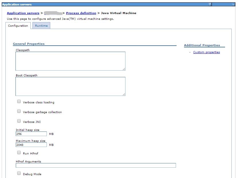 Aumentar la memoria de la JVM en WebSphere