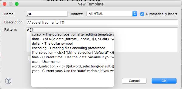 crear snippet código en eclipse