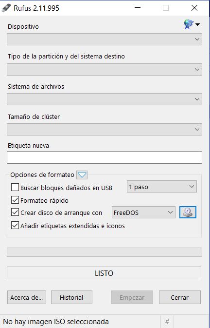 Crear disco de arranque con Rufus