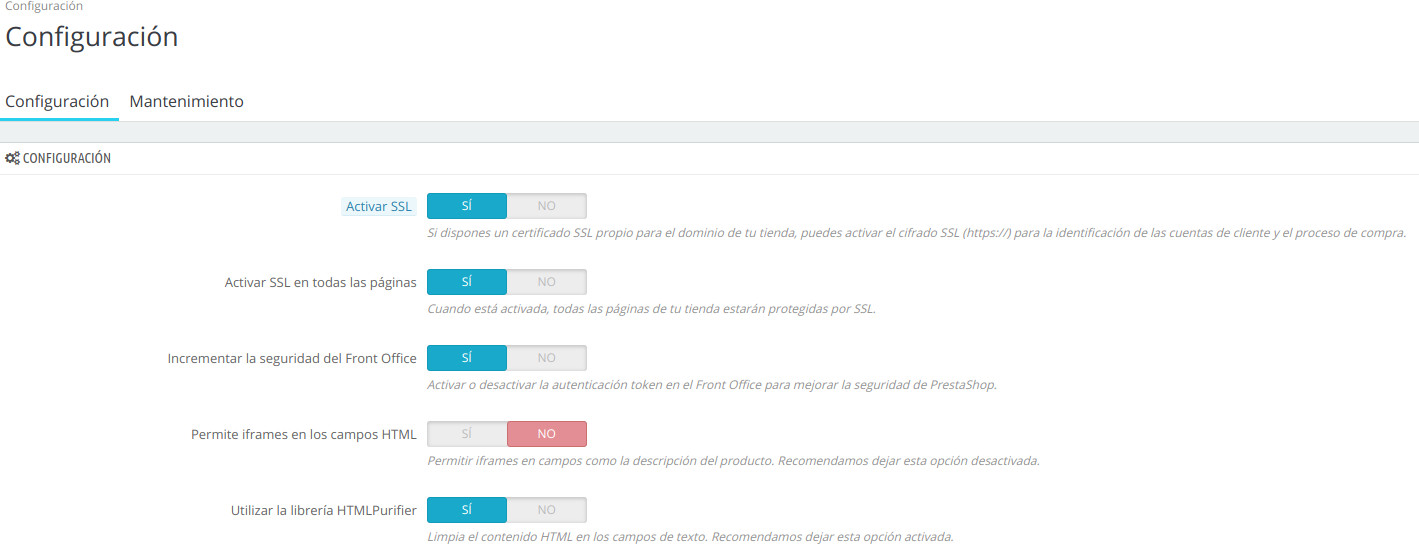 Activar SSL en Prestashop
