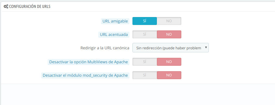 Cómo activar urls amigables en Prestashop 1.7