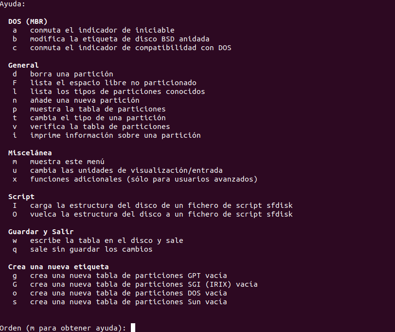 Ayuda de fdisk