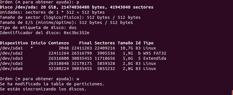 Guardar particiones con fdisk