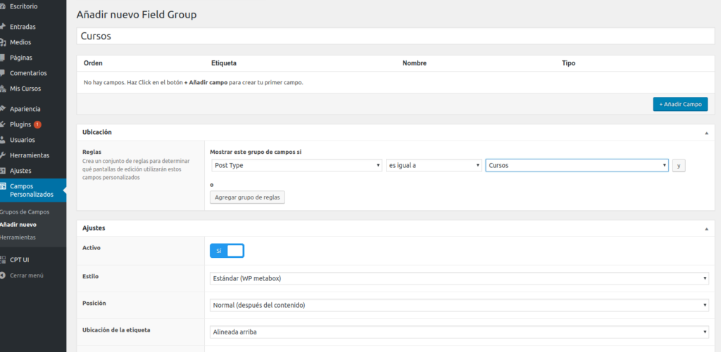 Crear custom fields en WordPress