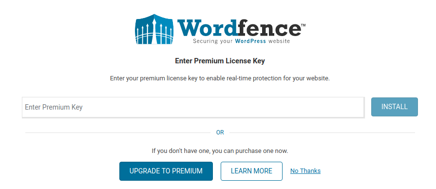 Activación de Wordfence plugin para WordPress.