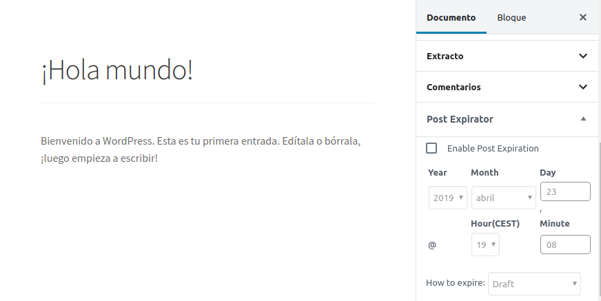 Despublicar entradas en WordPress con Post Expirator