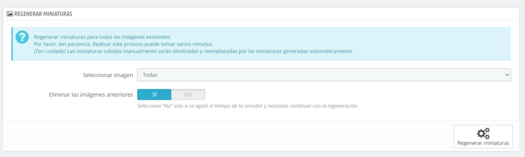 Cómo regenerar miniaturas en Prestashop 1.7