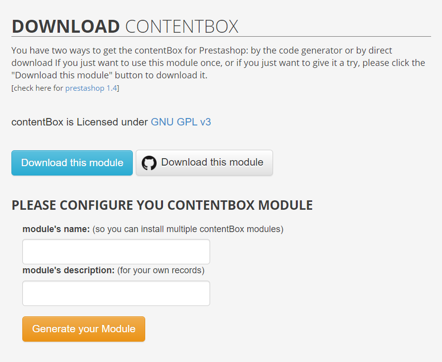 Contentbox. Módulo gratuido de Prestasho para insertar contenido