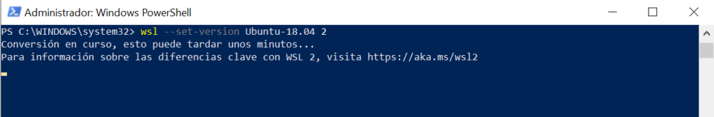 Cómo cambiar la versión de WSL de una máquina virtual