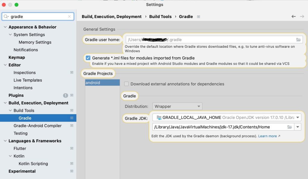 jdk gradle android studio flutter